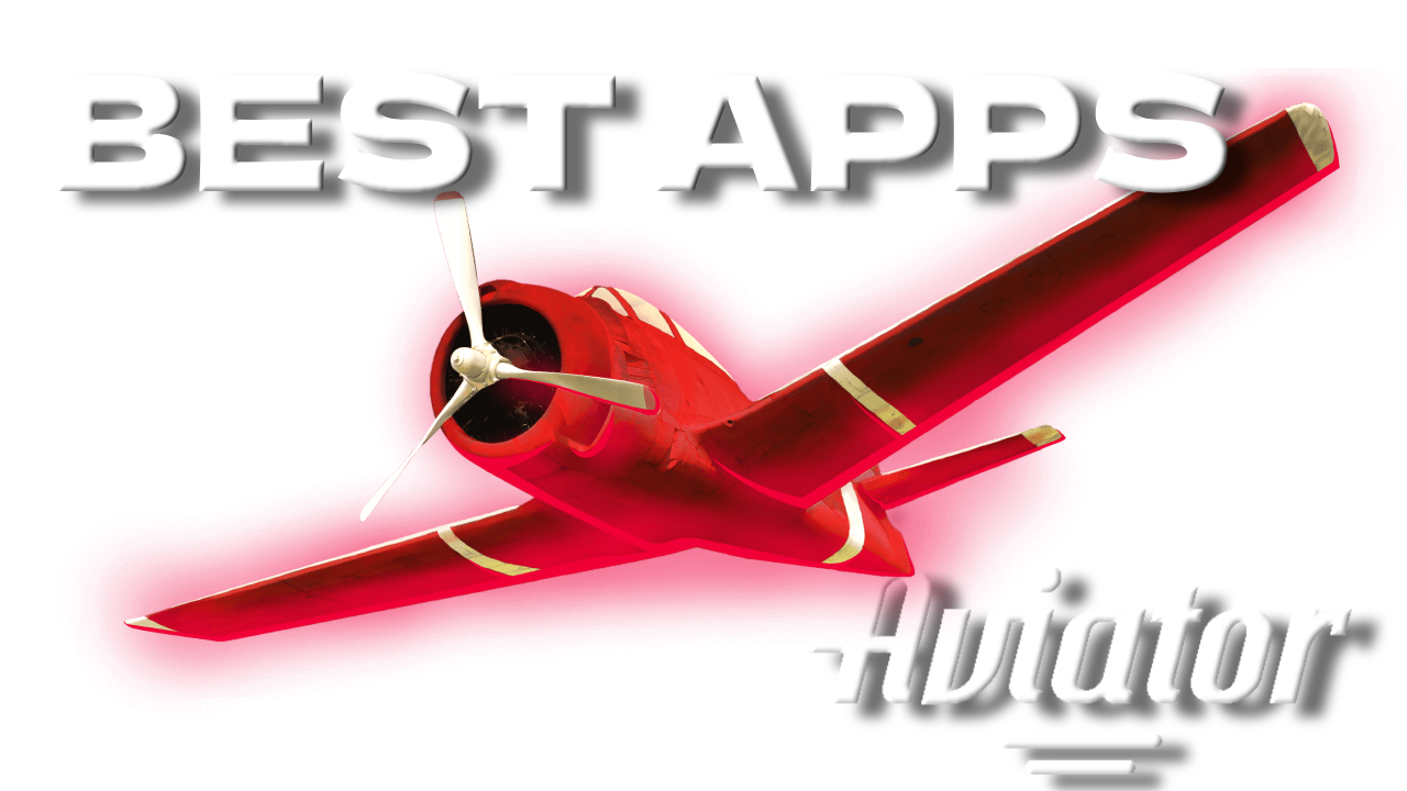 A red plane with text Best apps and Aviator