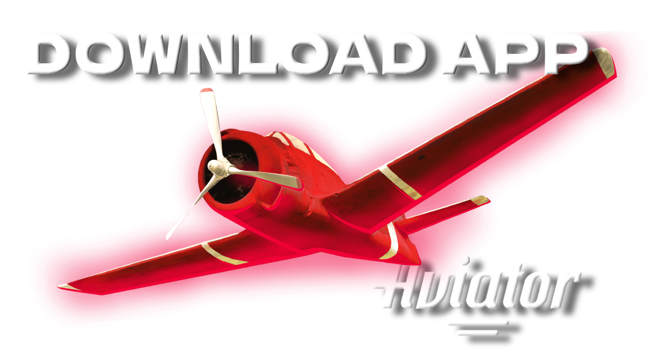 A red plane with text Download app and Aviator