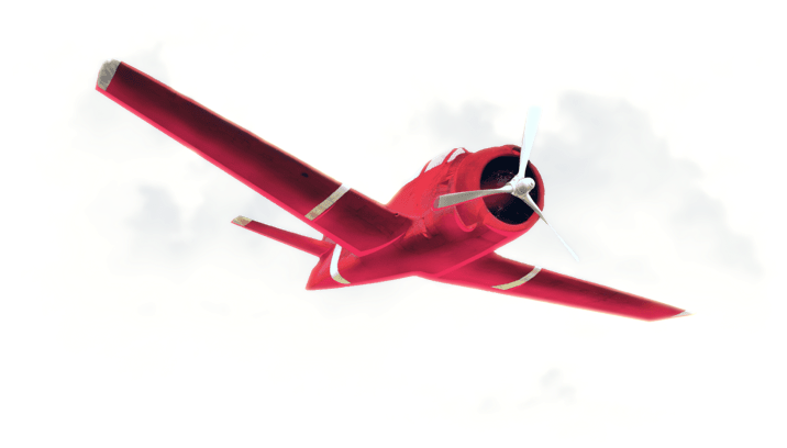 A red plane in the sky