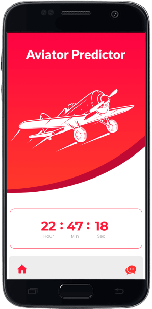 A cell phone displaying Aviator predictor with plane and by the time